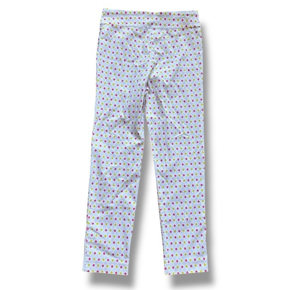 Krazy Larry Pink & Lime Diamond Pattern Pull-On Ankle Pants Women’s Size 10 Golf - Picture 4 of 14